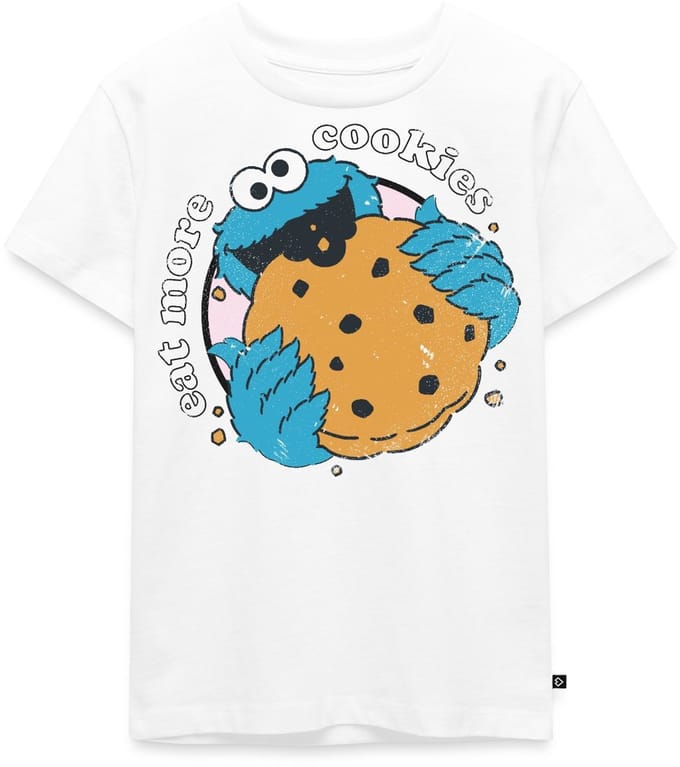 Sesamstraat Koekiemonster Eet Meer Koekjes Premium T Shirt Kinderen