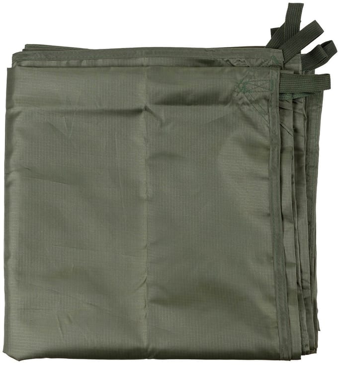 MFH Tarp / Afdekzeil, 210D polyester rip-stop, legergroen, bevestigingslussen, 300 x 300CM