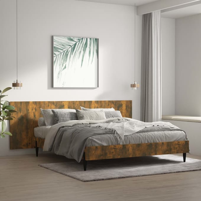 vidaXL - Hoofdbord - wandmodel - 240x1,5x80 - cm - bewerkt - hout - gerookt - eiken