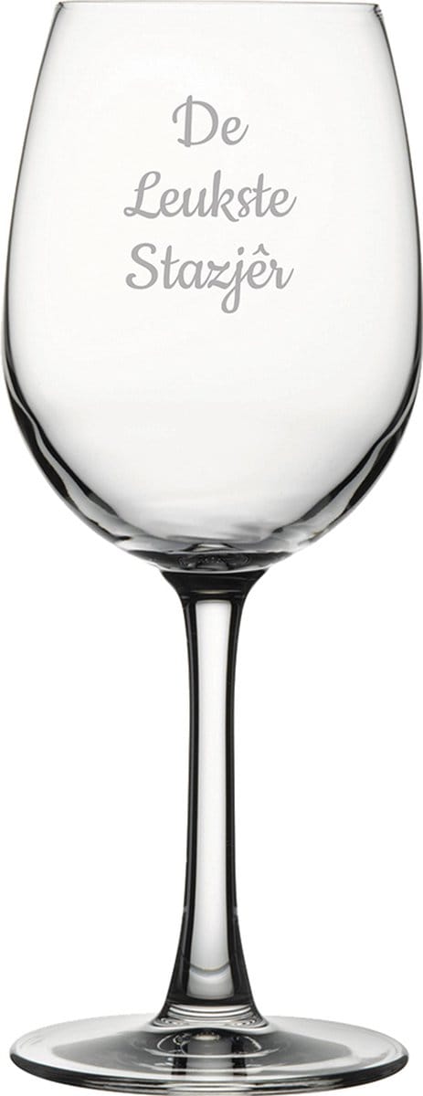 Gegraveerde witte wijnglas 36cl De Leukste Stazjêr