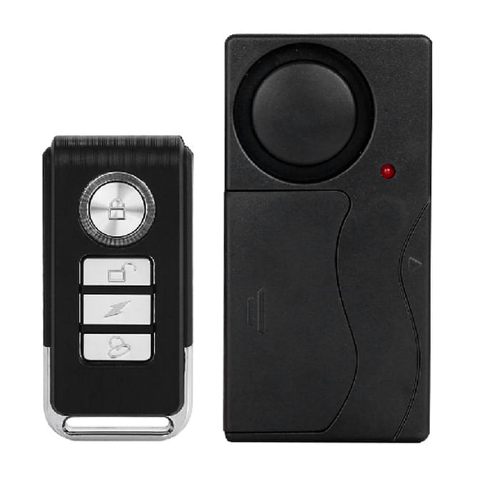 Alarme de vélo 110dB Capteur de mouvement par vibration sans fil noir
