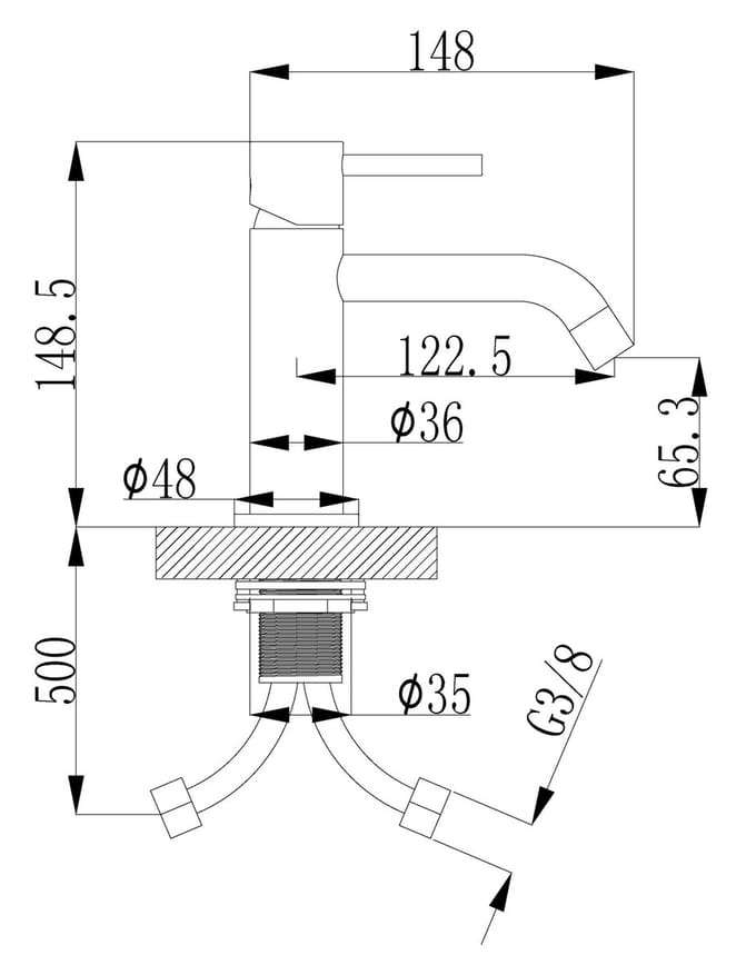 Wiesbaden Style Wastafel mengkraan - Geborsteld Koper