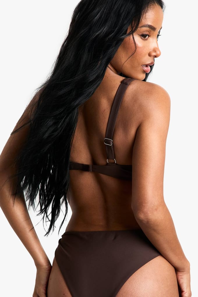 boohoo Dames Swimwear Essentials Scoop Bikini Top | Chocoladebruin | Maat: 36