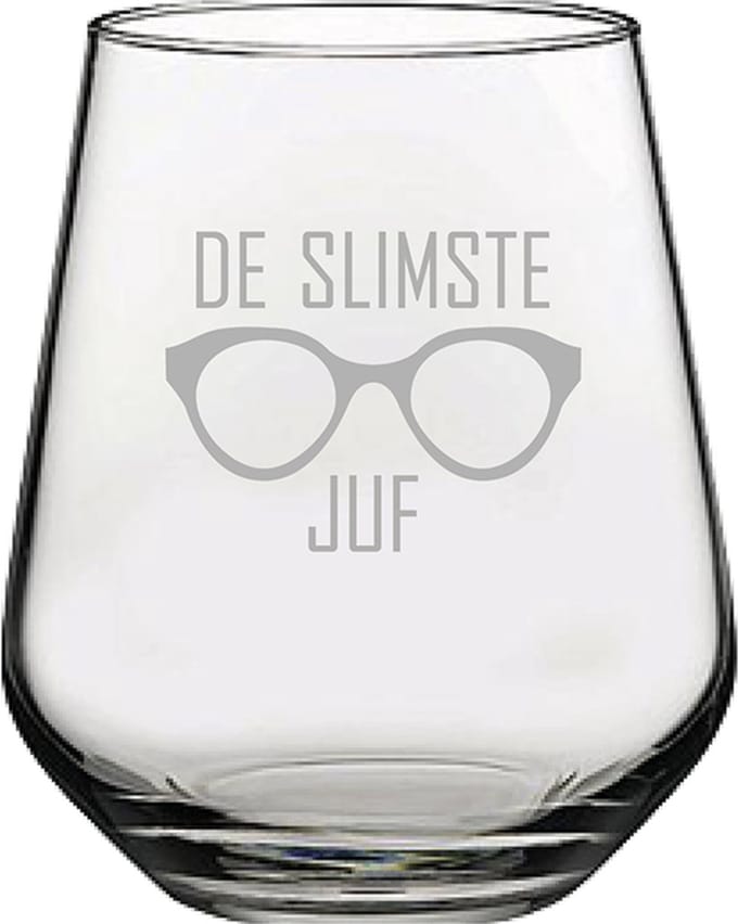 Gegraveerde Drinkglas 42,5cl De slimste Juf