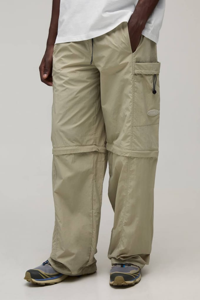 Baggy Fit Afritssluiting Cargo Utility Trainingsbroek | Stone | Size Medium