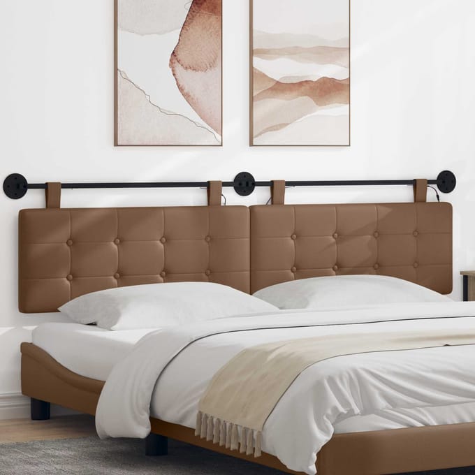 vidaXL - Hangend - hoofdbord - Met - LED-verlichting - Cappuccino - Kunstleer