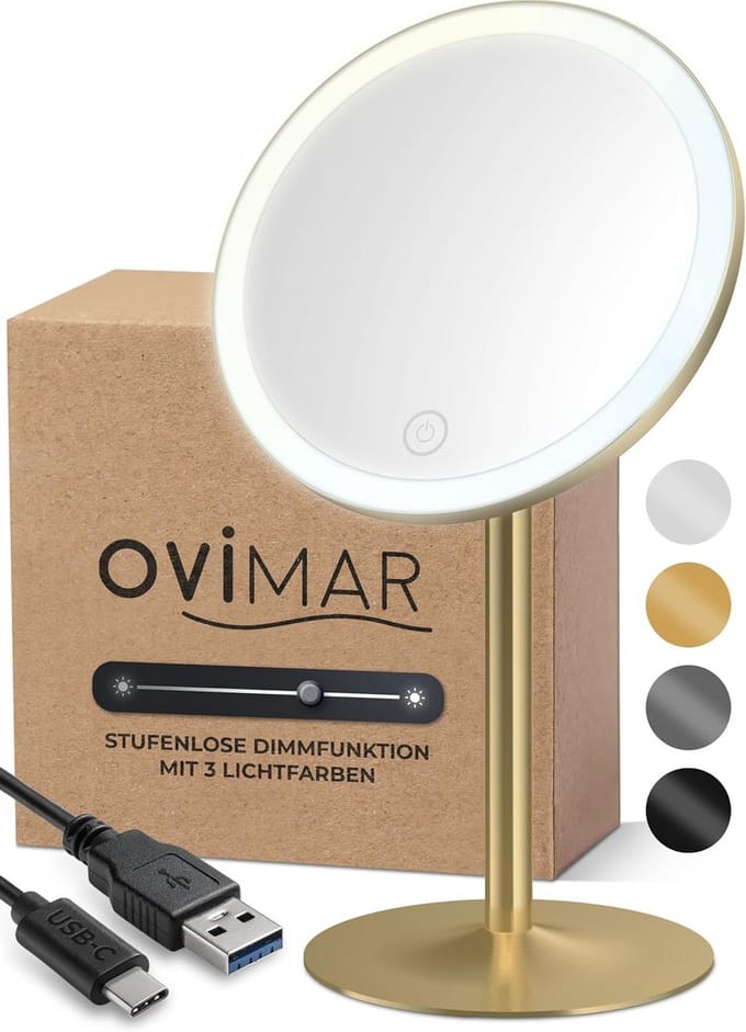 Oplaambare Make-up Spiegel met Verlichting en 5x Vergroting