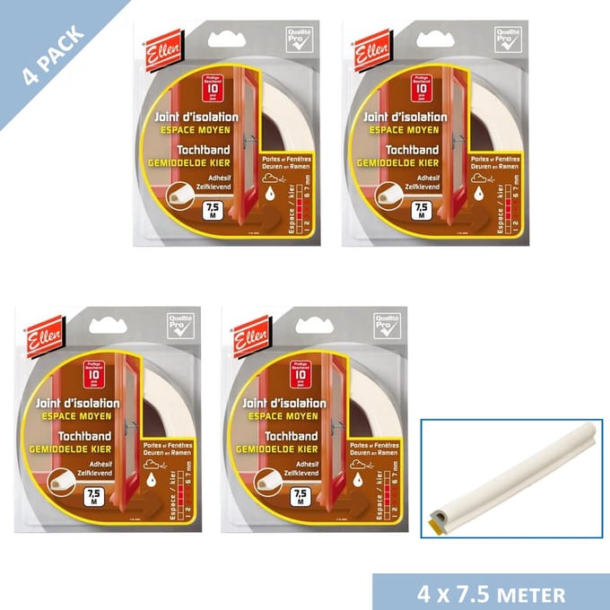 Ellen tochtband - P-profiel - 10 x 5 mm - 30 mtr - Wit