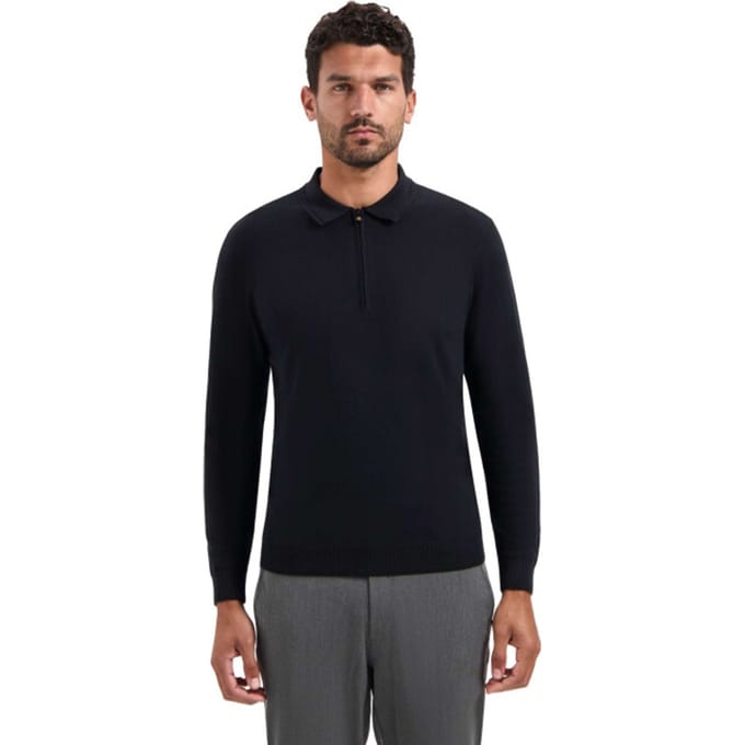 No Excess Pullover Polo Zip Black Maat: S | Sweaters Outlet | Heren | Zwart