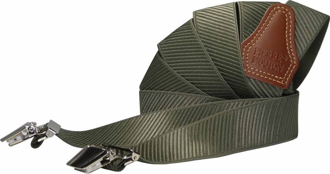 Pierre Mouton Monaco Bretel - Bretels - Volwassenen - Heren - Legergroen - 120cm - 3 brede clips - M - L