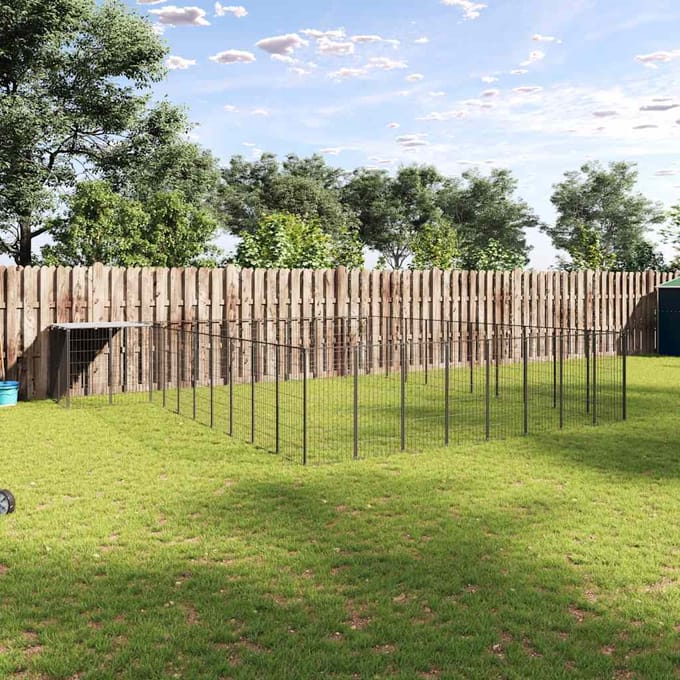 vidaXL - Hondenkennel - 25,41 - m² - staal - zwart