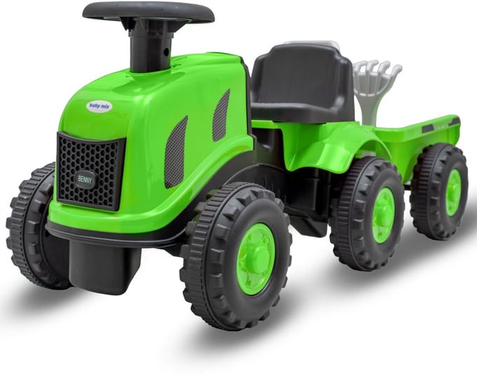 Baby Mix Benny traptractor met aanhanger groen - Kindertractor