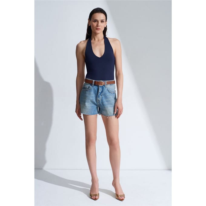 Halternek Cut-Out Bodysuit