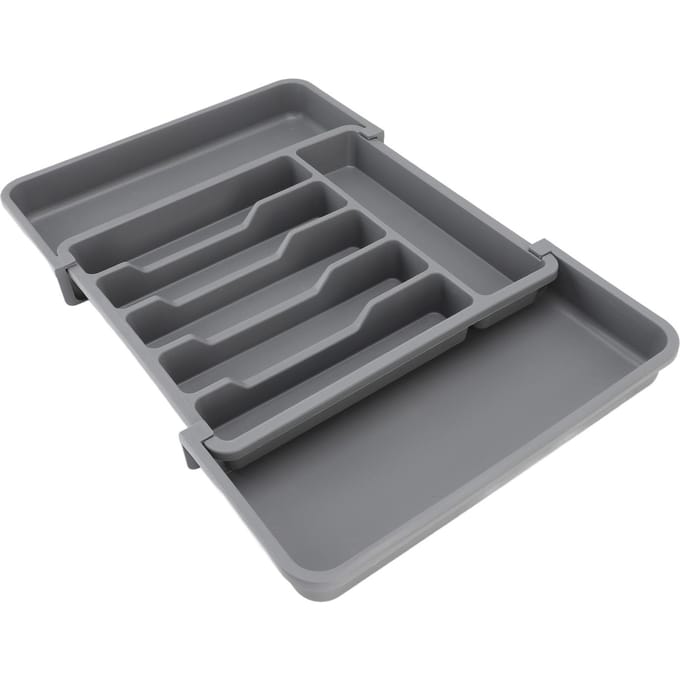 Besteklade Organizer Uitschuifbare Bestek- en Eetgerei Houder Keukengerei Organizer gray