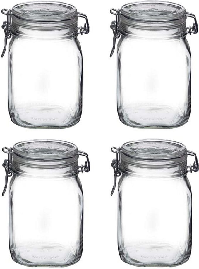 Bormioli Rocco Weckpot/inmaakpot - 8x stuks - 1L - glas - met beugelsluiting - luchtdicht
