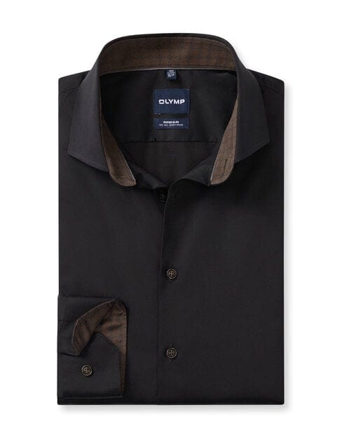 OLYMP No. Six Overhemd, Super Slim, Royal Kent, Zwart
