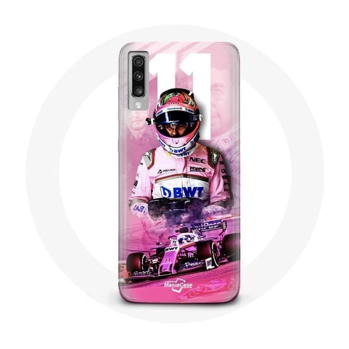 Hoesje voor Samsung Galaxy A50 Formule 1 Sergio Pérez F1 Driver Roze