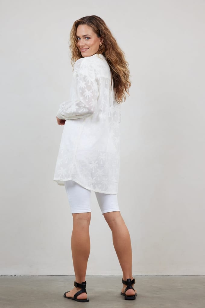 DIDI Tunic Palm Jacquard In Snow White Größe: 38 | Longsleeves Outlet | Damen | Weiß