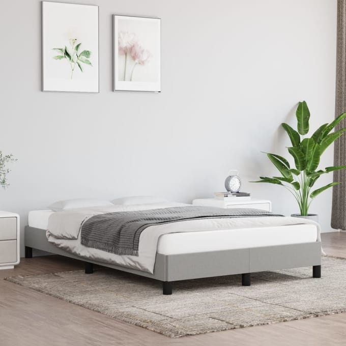 vidaXL - Bedframe - zonder - matras - 120x190 - cm - stof - lichtgrijs