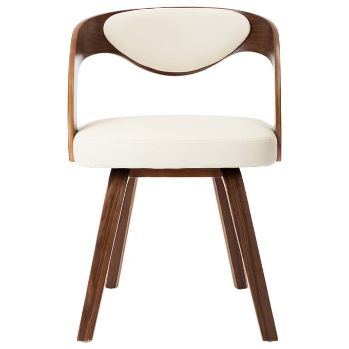 vidaXL - Eetkamerstoelen - 2 - st - gebogen - hout - en - kunstleer - crèmekleurig