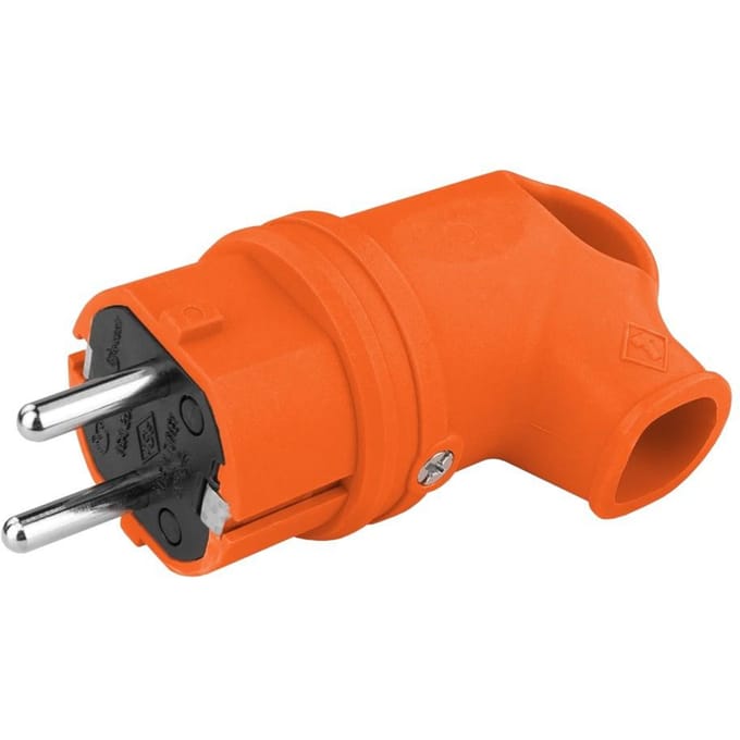 Prise en Caoutchouc Angulaire 16A 230V Orange Allemande Hermétique Schuko