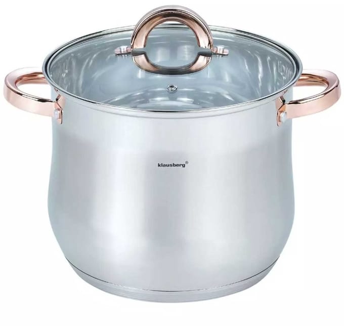 Klausberg 7792 - soeppan met deksel - 7.0L - 22 cm - RVS - inductie - alle warmtebronnen