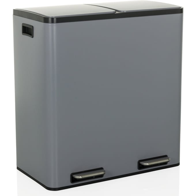 Afvalbak / afvalscheidingssysteem Clean 13 - 60L (2x30L) staal grijs hjh OFFICE