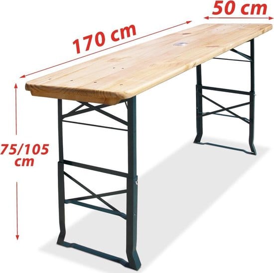 Deuba Houten Tafel – Vouwbaar & Hoogte Verstelbaar – 170x50x75cm Bruin