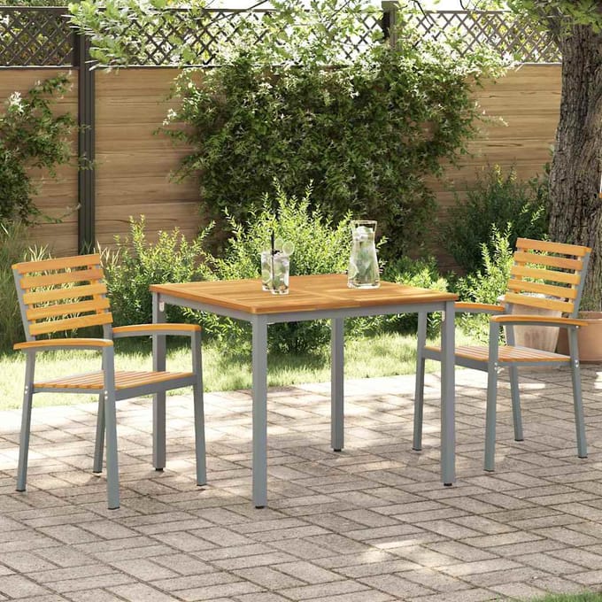 vidaXL - Tuinstoel - 2 - st - Bruin - Massief - Acacia - Hout - Stapelbaar