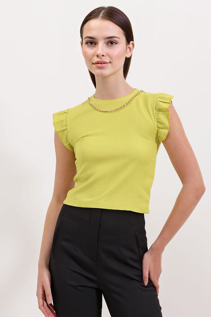 Geribbelde Mouwloze Crew Neck Blouse