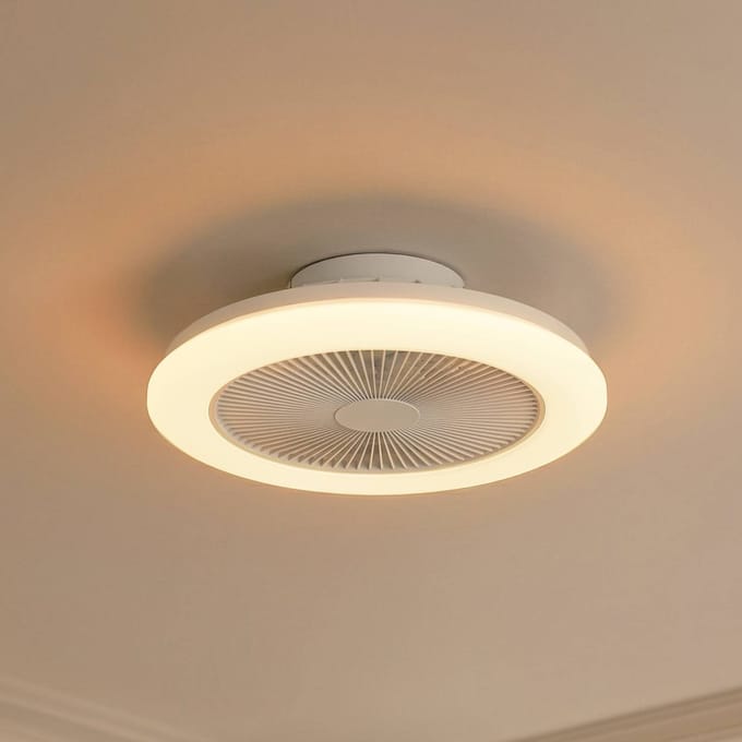 Lindby LED plafondventilator Vedin, wit, DC, Ø 45 cm, RGBW