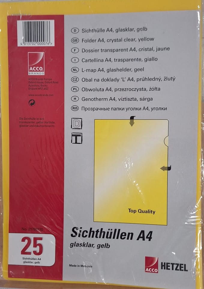 Premium L-mappen A4 Geel (25)