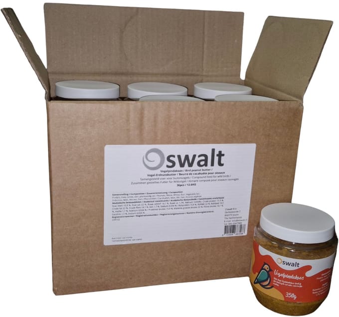 Oswalt Vogel Pindakaas Naturel - Buitenvogelvoer - 36 x 350 gram