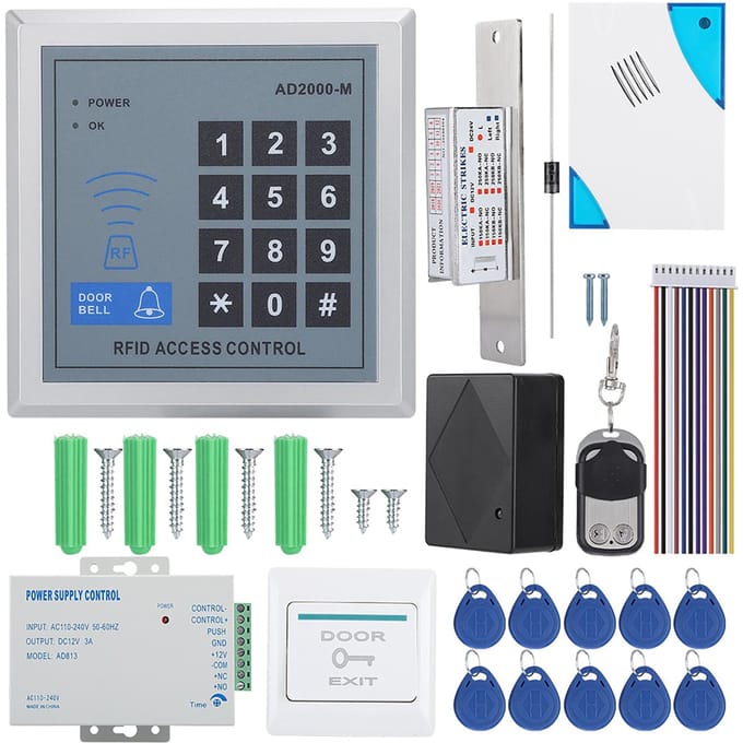 Elektrische Deuropener ZONDER Slot Enkele Deur Kaart Wachtwoord Toegangscontrole Toetsenbord Beveiligingssysteem Kit black