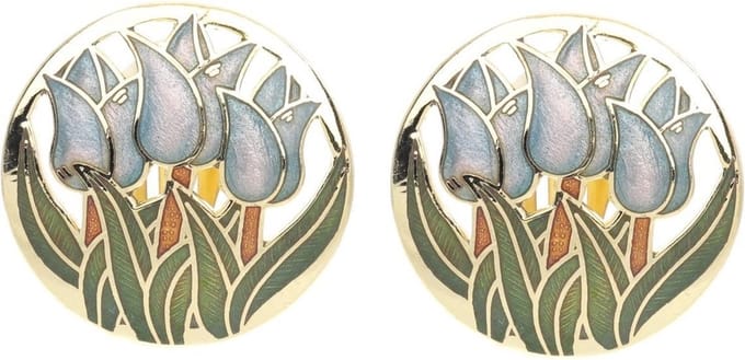 Behave - Oorclips dames - tulpmotief - blauw - 2,5 cm