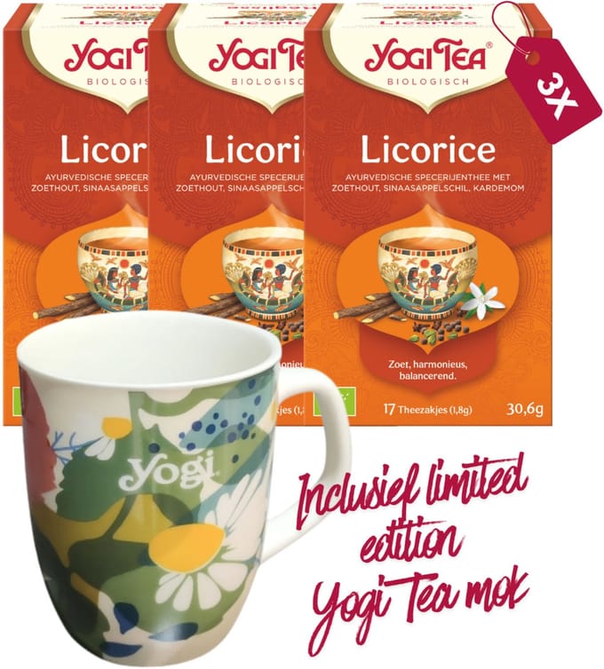 Yogi Tea Licorice Bio - 3 pakjes - inclusief limited edition Yogi Tea mok