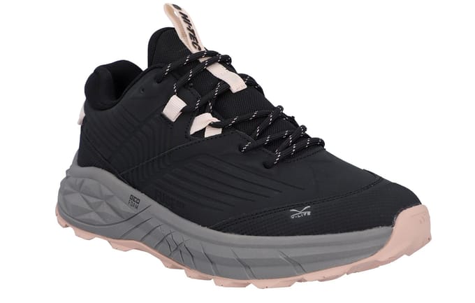 Hi-Tec Fuse Trek Polyester Dames Sneakers Zwart/Steen Grijs/Cameo Roze