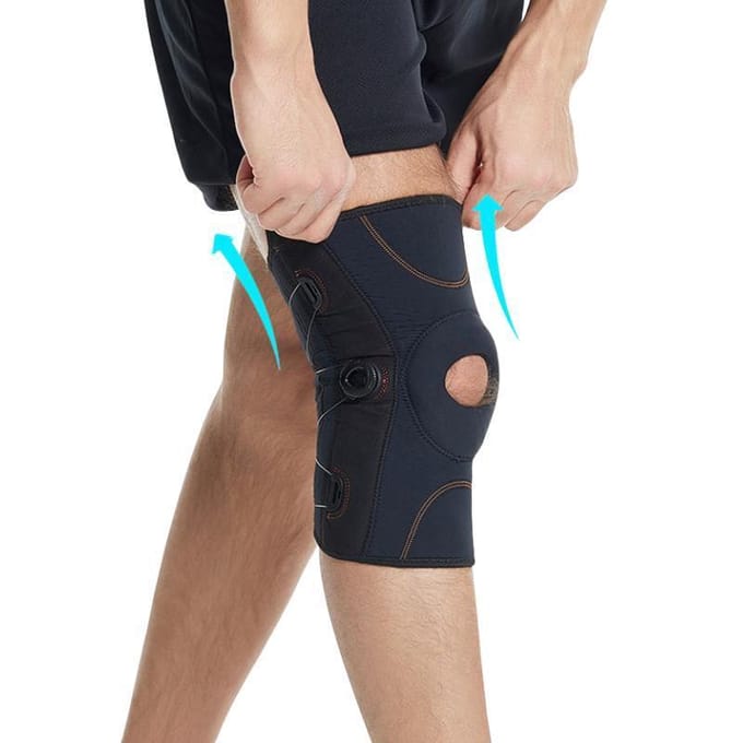 1 Stuk Boa Micro Verstelbare Kniebeschermer Sportbrace Voor Gewrichtspijn Meniscus Scheur Kruisband Artritis Ondersteuning Sportschool Kniebeschermers L beige