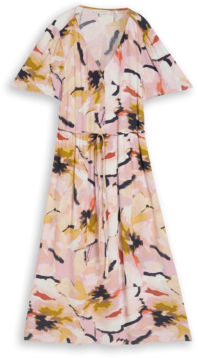 Tom Tailor - Midi-jurk met patroon - Maat 44 - big abstract flower print