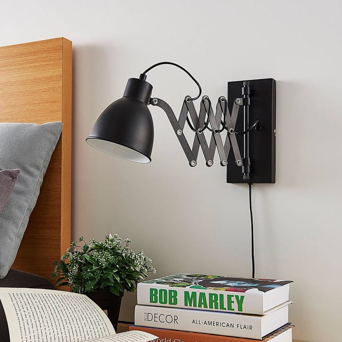 Lindby - wandlamp - 1licht - Metaal - H: 22 cm - E14 - zwart