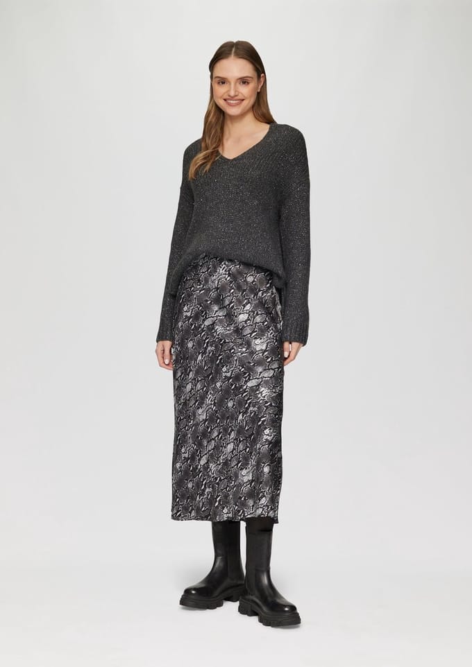 s.Oliver - female - Uitlopende satijnen rok met elastische tailleband
