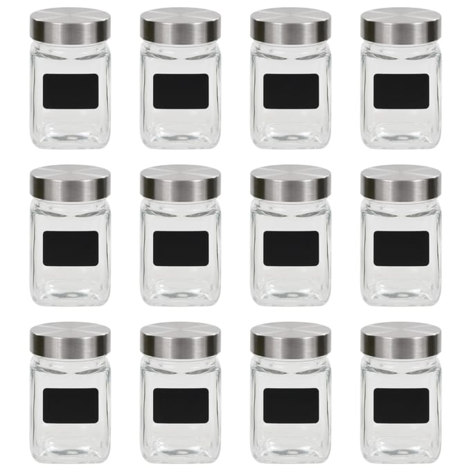 vidaXL - Opbergpotten - met - stickers - 12 - st - 300 - ml