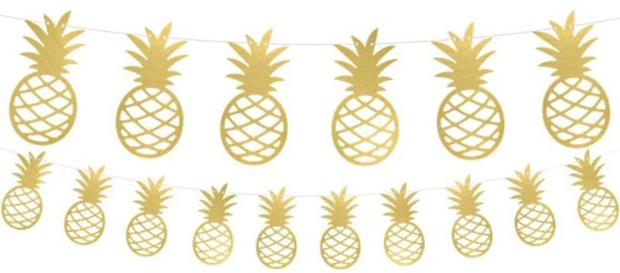 PartyDeco - Slinger Ananas Goud (2 meter)