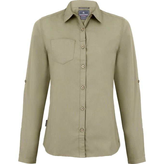 Craghoppers Dames Kiwi Lange Mouwen Shirt (Grind)