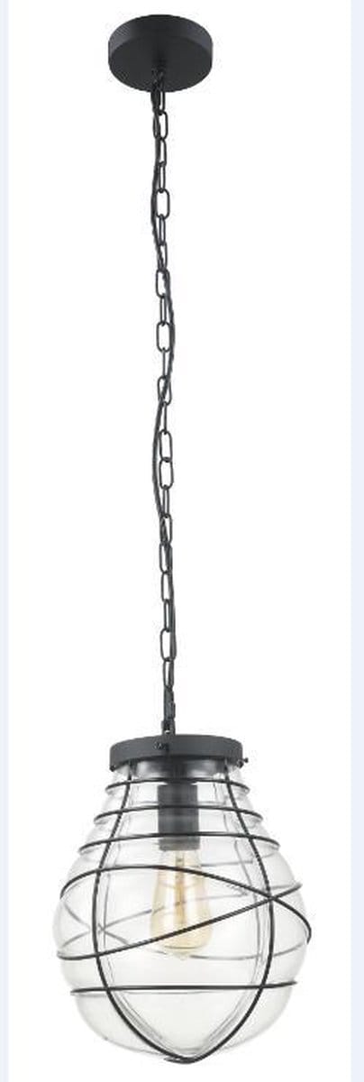 Chericoni Venezia Hanglamp - 1-lichts - Zwart - Glas, Metaal