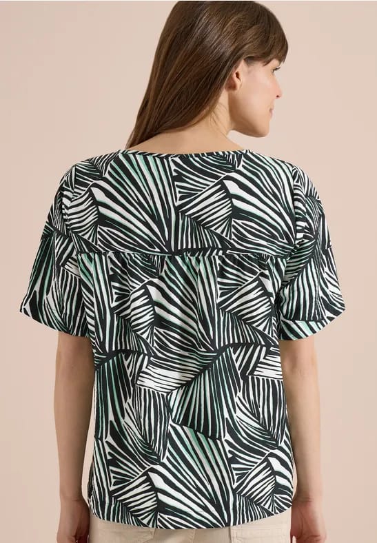 Blouseshirt met korte mouwen en all-over print