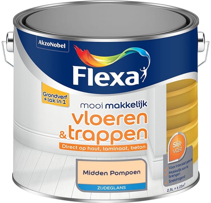 Flexa - Mooi Makkelijk Vloeren & Trappen Zijdeglans - Midden Pompoen - Mengverf - 2,5 L