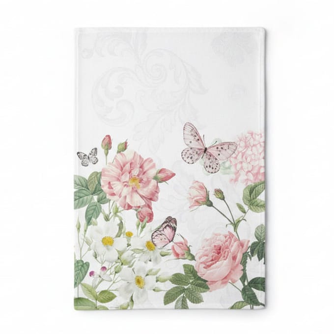 Ambiente Theedoek Amelia wit roze 70x50cm