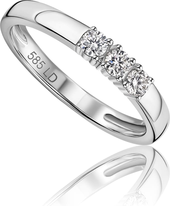 Miore Pure Ring Dames - 14 Karaat Witgoud - Met Diamanten - Handgemaakt - Maat 56