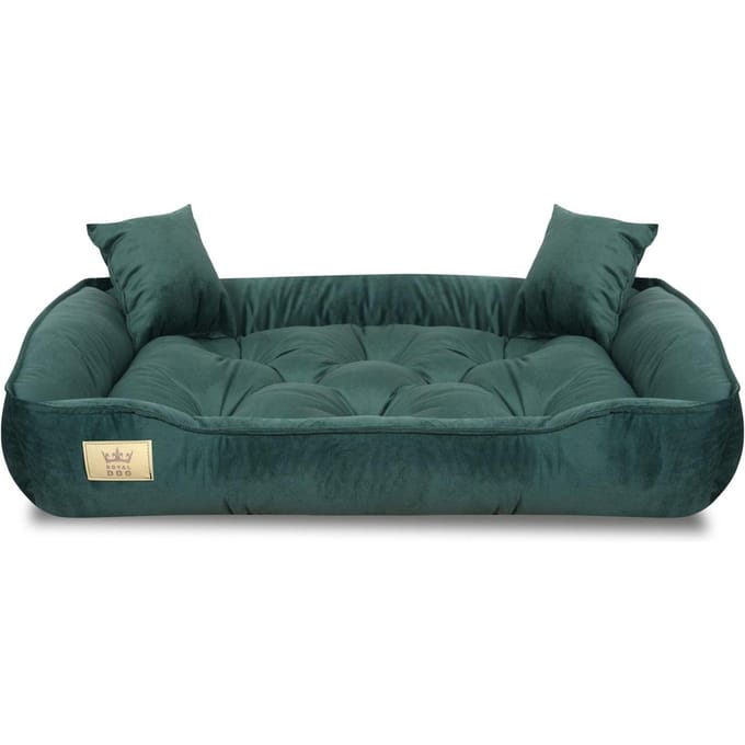 Hondenbed, box, 100x75 cm, donkergroen fluweel